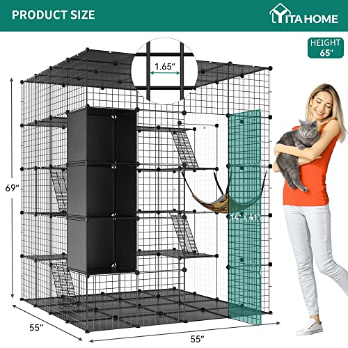 YITAHOME Outdoor Cat Enclosures Catio Large Cat Cage with Roof Hammock Platforms Y912