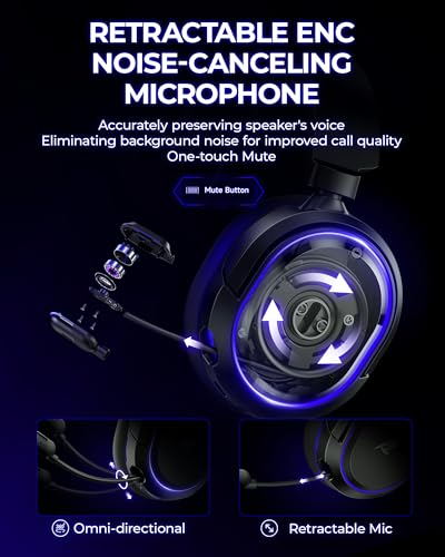 Wireless Gaming Headset 7.1 Surround Sound Bluetooth for PC PS5 PS4 Mac Switch G754169