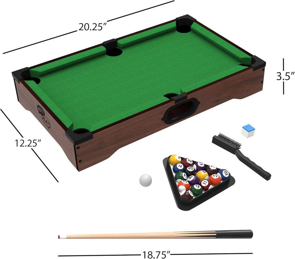 Hey Play 20-Inch Mini Pool Table Portable Tabletop Billiards Game O178