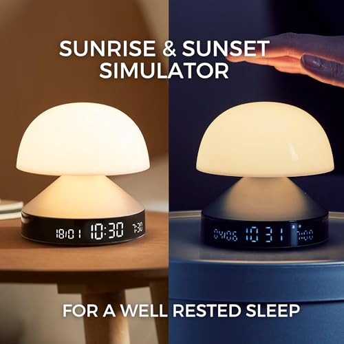 Lexon Mina Sunrise Alarm Clock, Wake Up Light & Sunset Lamp, Gun Metal N271479