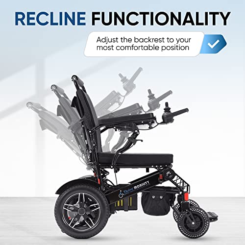 Fold and Travel Electric Wheelchair for Adults Lightweight Power Chair Blue 17 Inch Seat W960489
