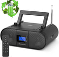 CD Player Portable, FM Radio with Dual Stereo Sound System, Rechargeable Bluetooth Boombox with Remote Control, Playback CD/CD-R/CD-RW/MP3, Support USB & AUX-in, Headphone Output