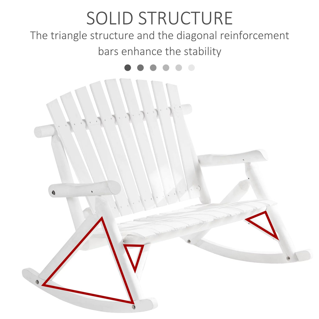 Outsunny 2-Person Wood Adirondack Rocking Chair Y121
