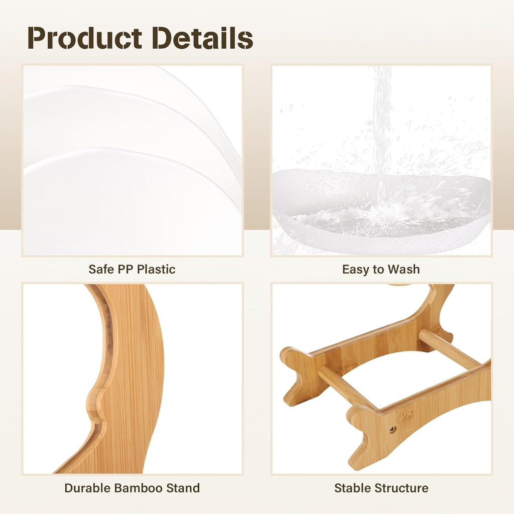3 Tier Plastic Fruit Basket with Bamboo Stand L31525