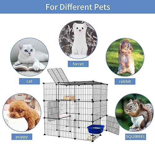 Oneluck 3-Tier Cat Cage Indoor Enclosure DIY Cat Playpen Catio Detachable Metal Wire Kennel D404