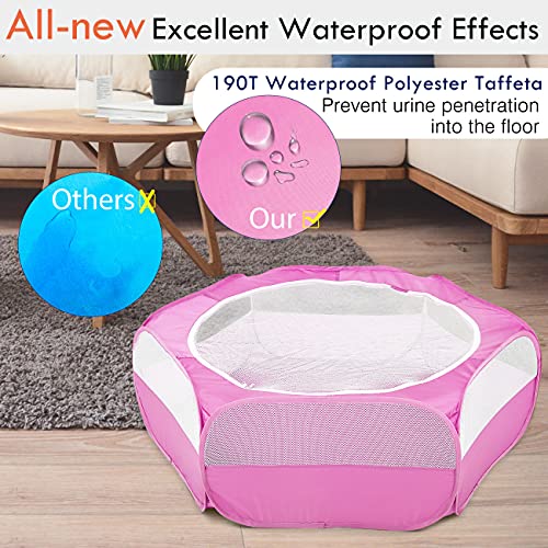 Pawaboo Small Animals Playpen, Waterproof Pet Cage Tent with Zippered Cover, Portable Outdoor Yard Fence, Green C9530