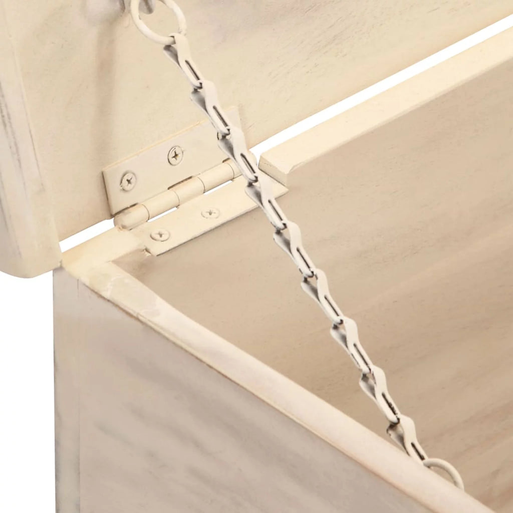 Dcenta Storage Chest Acacia Wood Blanket Box White B600041