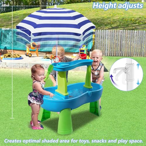 Kids Water Table Cover Outdoor Play Heavy-Duty 600D Waterproof Blue Q47935