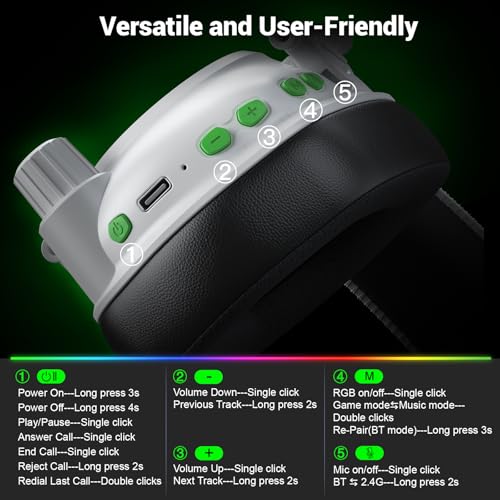 Wireless Gaming Headset with Noise Canceling Mic for PC, PS5, PS4, Switch, Mac B84241