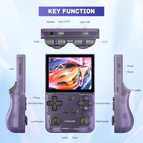 Kinhank K36 Retro Handheld Game Console with 9000+ Games, 64GB TF Card, 3.5 Inch IPS Screen (Black) U2328