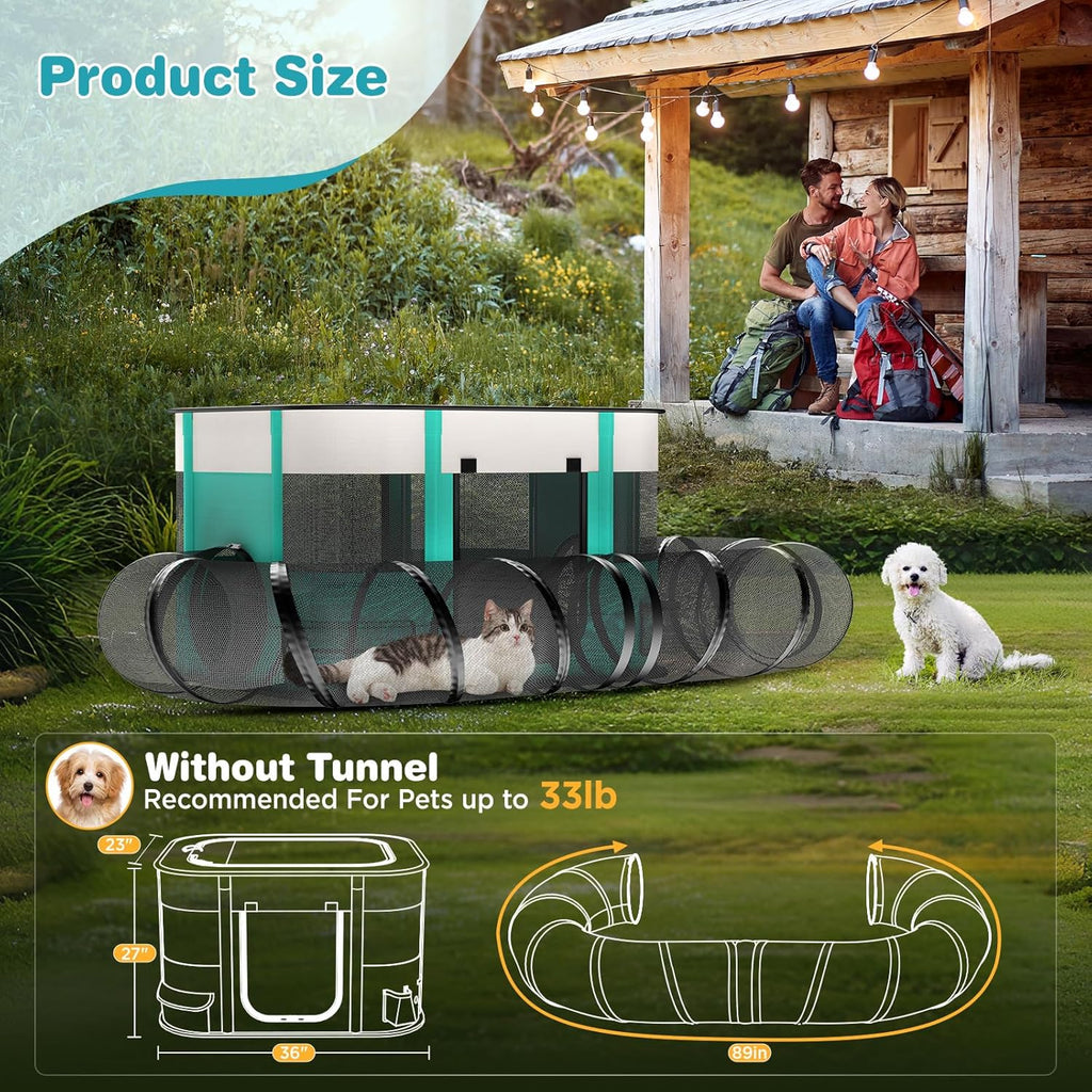 Outdoor Cat Enclosure Playpen with Tunnel for Indoor Cats and Puppy K806244