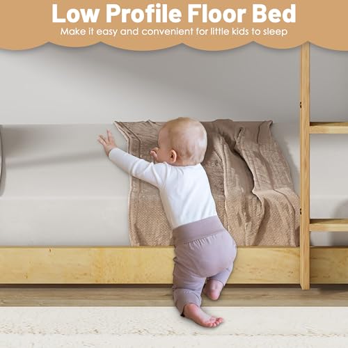 Twin Over Twin Wood Bunk Bed with Ladder and Guardrails for Kids P604