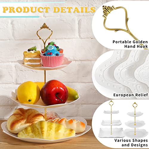 Gold Tiered Cupcake Stand Set with Serving Trays I6753