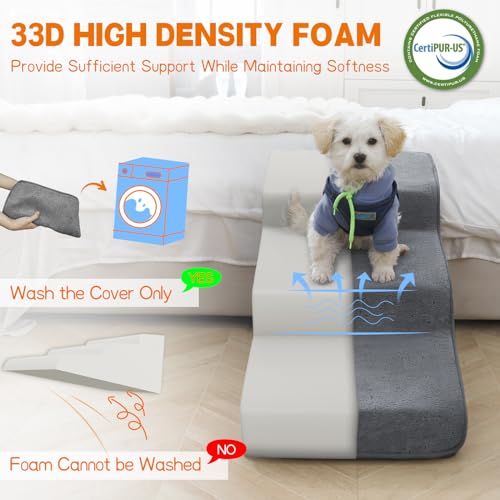 Supet Dog Stairs for Small Medium Dogs, Anti-Slip Pet Ramp for Bed Couch Car J22180