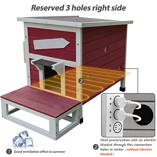 Rockever Outdoor Cat House, Large Wooden Weatherproof Shelter with Escape Door Z2462
