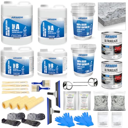Garage Epoxy Floor Kit 100% Solids 2 Part Coating with UltraGlaze Topcoat, Blue, 300 Sq Ft G29167