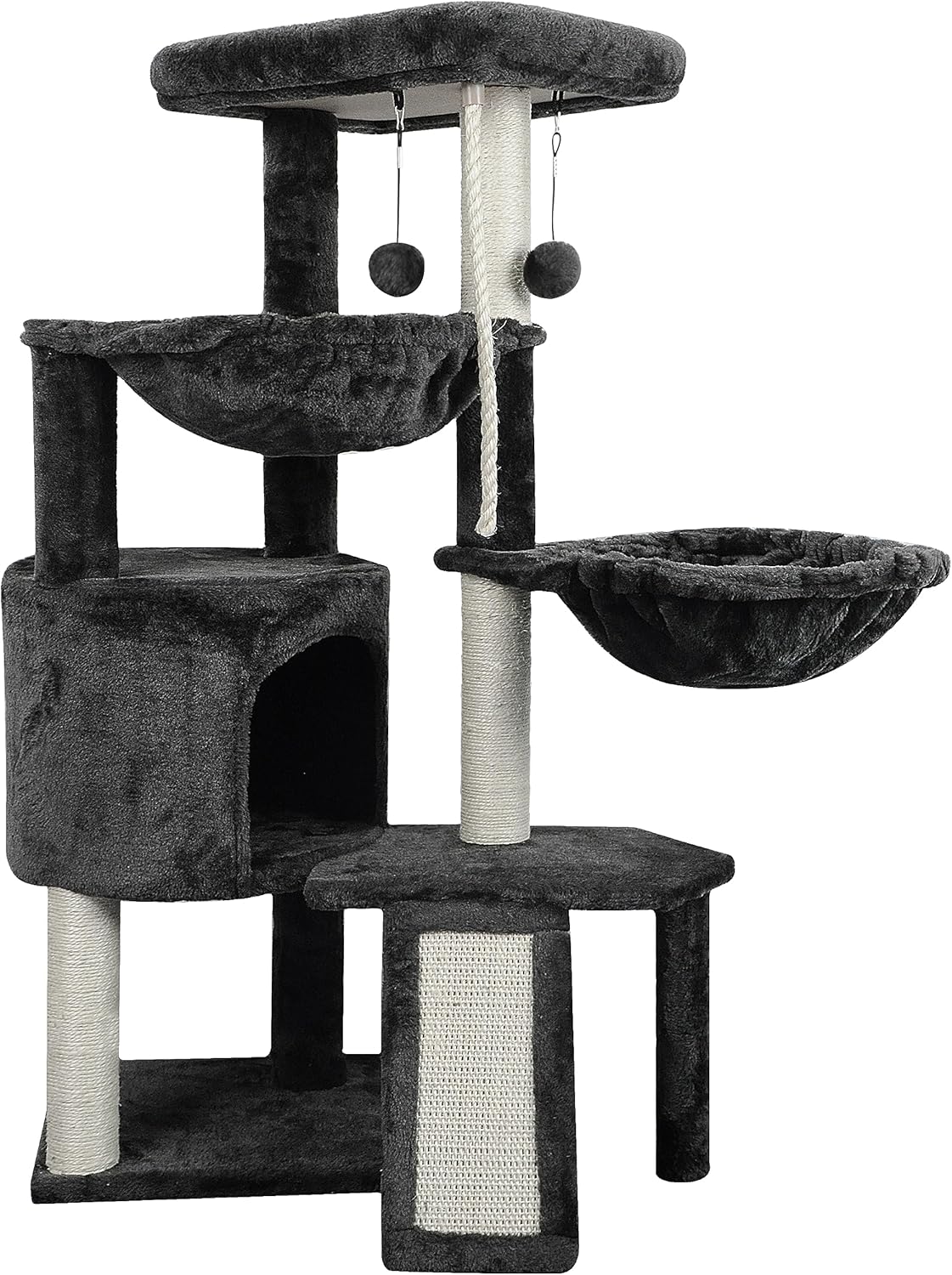 Xin Three Layer Cat Tree with Cat Condo and Two Hammocks,Darkgray …