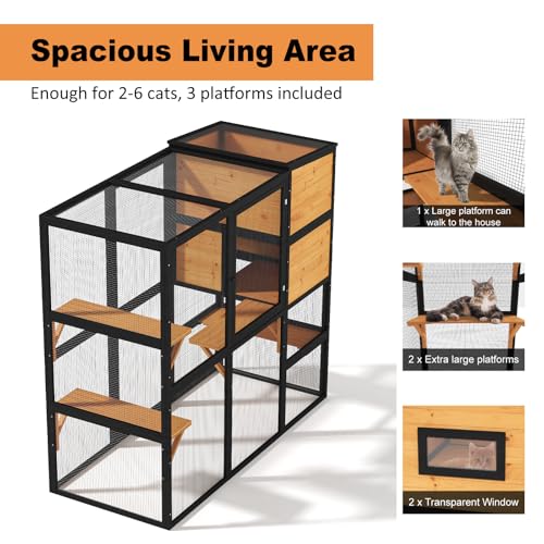 Catio Outdoor Cat Enclosure, Large Walk-in Cat Cage with Waterproof Cover, 72 inch X803947