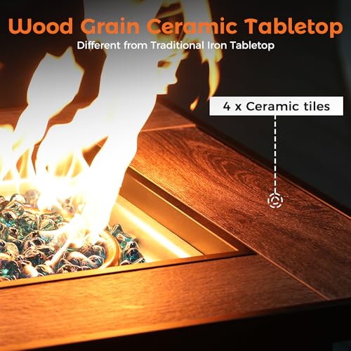 BALI OUTDOORS 50000 BTU Propane Fire Pit Table, 30 in Square Outdoor Firepit U6462