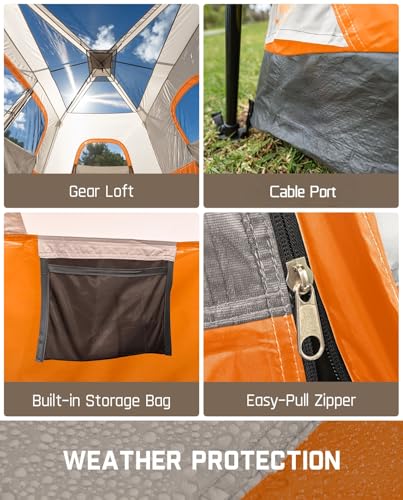 Fanttik Outdoor Camping Tent 4/6/8/10 Person Instant Cabin with Rainfly & Carry Bag G367