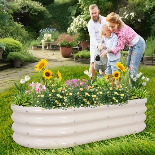 1MORE Galvanized Raised Garden Bed 4x2x1.4ft Metal Planter Box Outdoor D509
