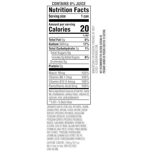 Rockstar Pure Zero Energy Drink Variety Pack, 0 Sugar, 16oz Cans (12 Pack) L330839