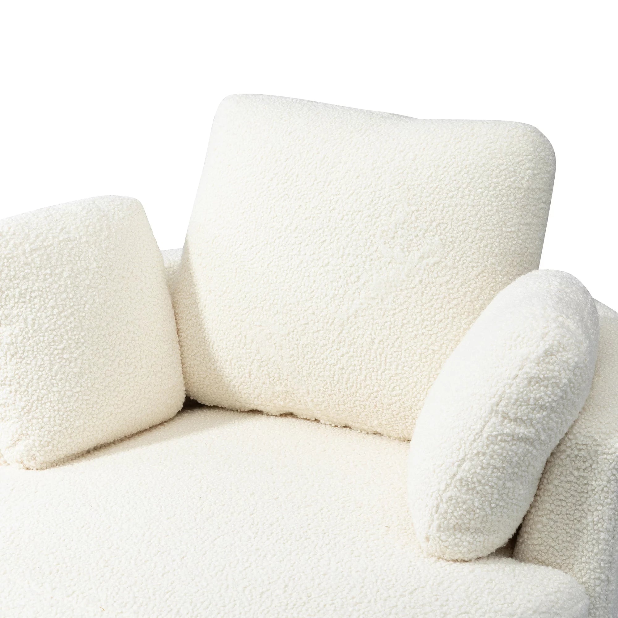 42.2"W Swivel Accent Barrel Chair and Half Sofa with 3 Pillows, Ivory Boucle P32898