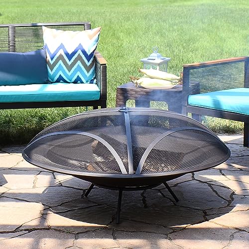 Sunnydaze 23-Inch Replacement Steel Fire Pit Bowl with Spark Screen U786769
