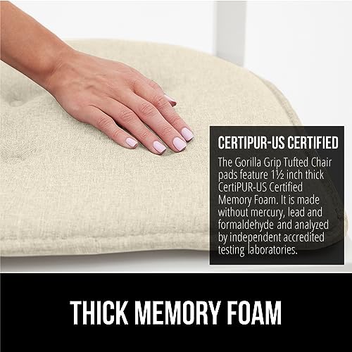 GORILLA GRIP Slip Resistant Chair Cushions, Memory Foam, Set of 2, Beige W525