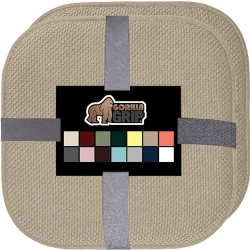 GORILLA GRIP Slip Resistant Chair Cushions, Memory Foam, Set of 2, Beige W525