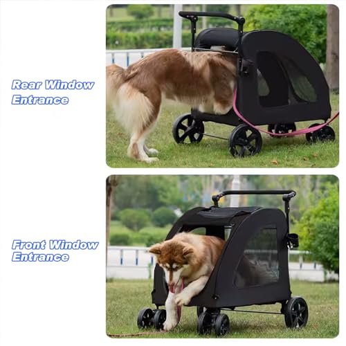 Large Dog Stroller with Removable Cushion, 4 Wheel Pet Wagon for 180 lbs W169220