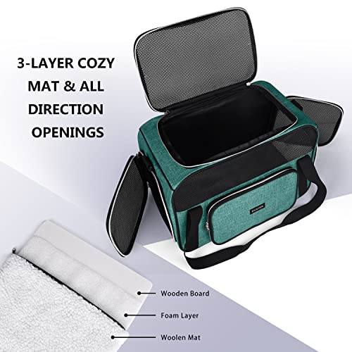 BAGLHER Pet Travel Carrier, Airline Approved Soft Sided Cat Dog Carrier, Green L586388