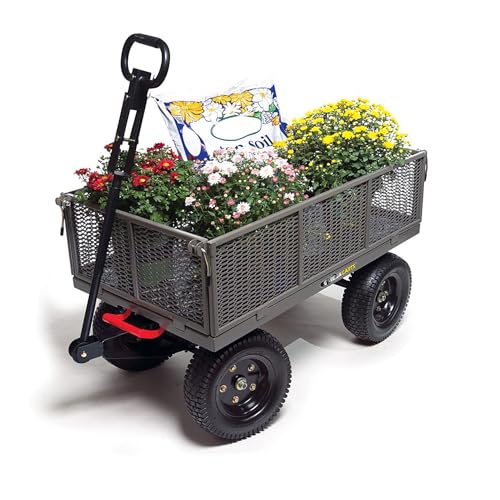 Gorilla Carts Steel Utility Wagon with Removable Side Panels, 1200 lb Capacity, Gray N54151