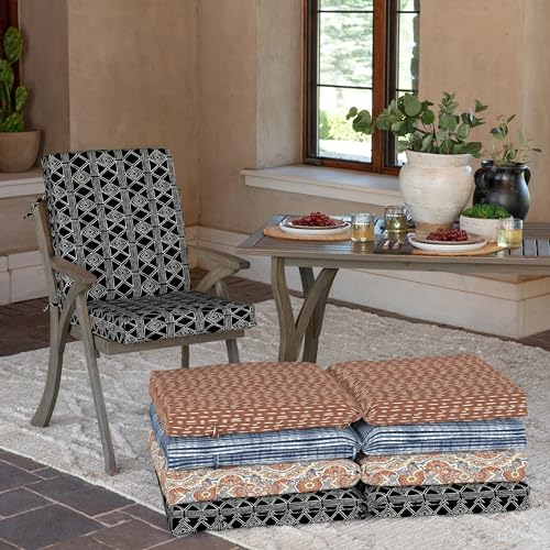 Arden Outdoor Dining Chair Cushion, 20 x 20, Rain-Proof, Peacock Blue Green Texture J4105