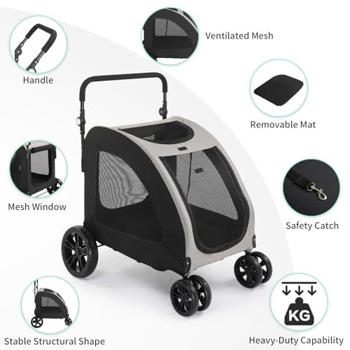 3 Wheel Dog Cat Puppy Stroller Foldable Lightweight Pet Wagon with Cup Holder S586803