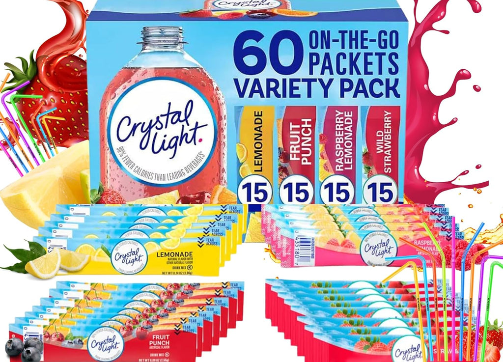 Crystal Light Variety Pack 60 Flavored Drink Mix Packets Sugar-Free O801