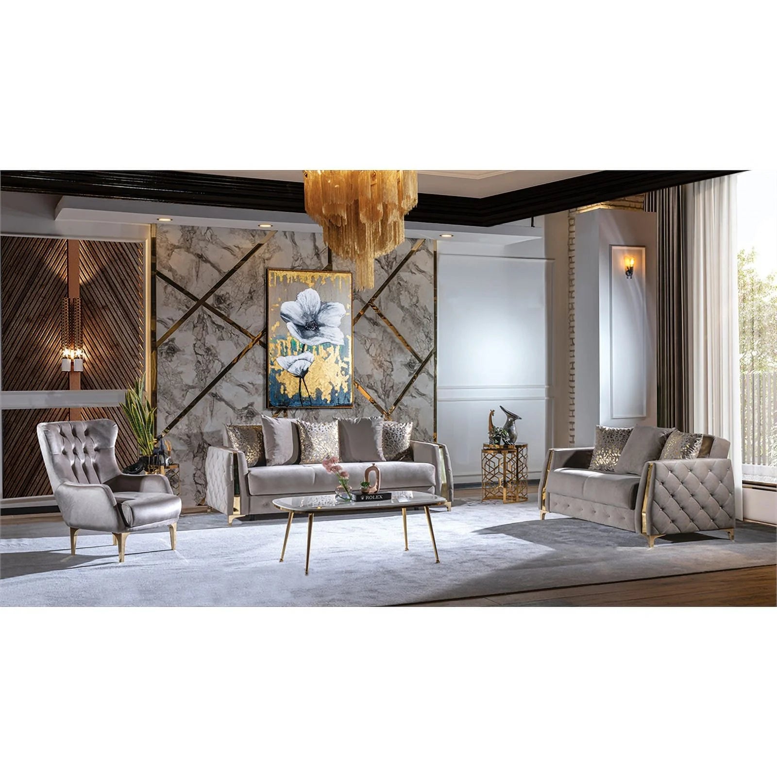 Lust Modern Sofa with Wood Frame and Under-Seat Storage, Taupe Q61227