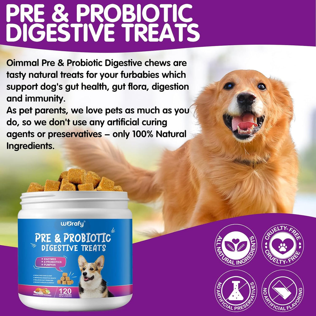 Probiotic Dog Chews for Digestive & Immune Health - Duck Flavor, 120 Soft Chews X461718
