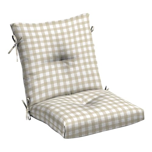 Arden Outdoor Plush Tufted Dining Chair Cushion, 21 x 40, Black Cabana Stripe I23003