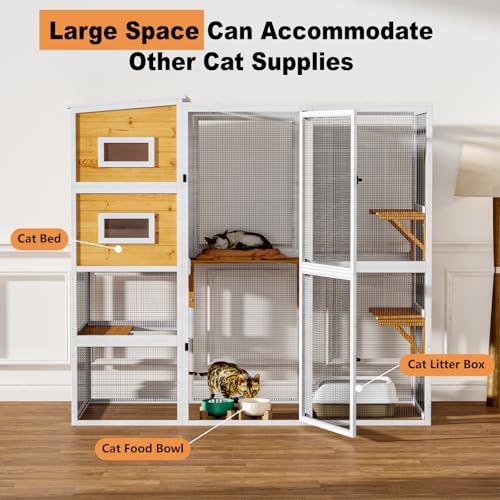 Catio Outdoor Cat Enclosure, Large Walk-in Cat Cage with Waterproof Cover, 72 inch X803947