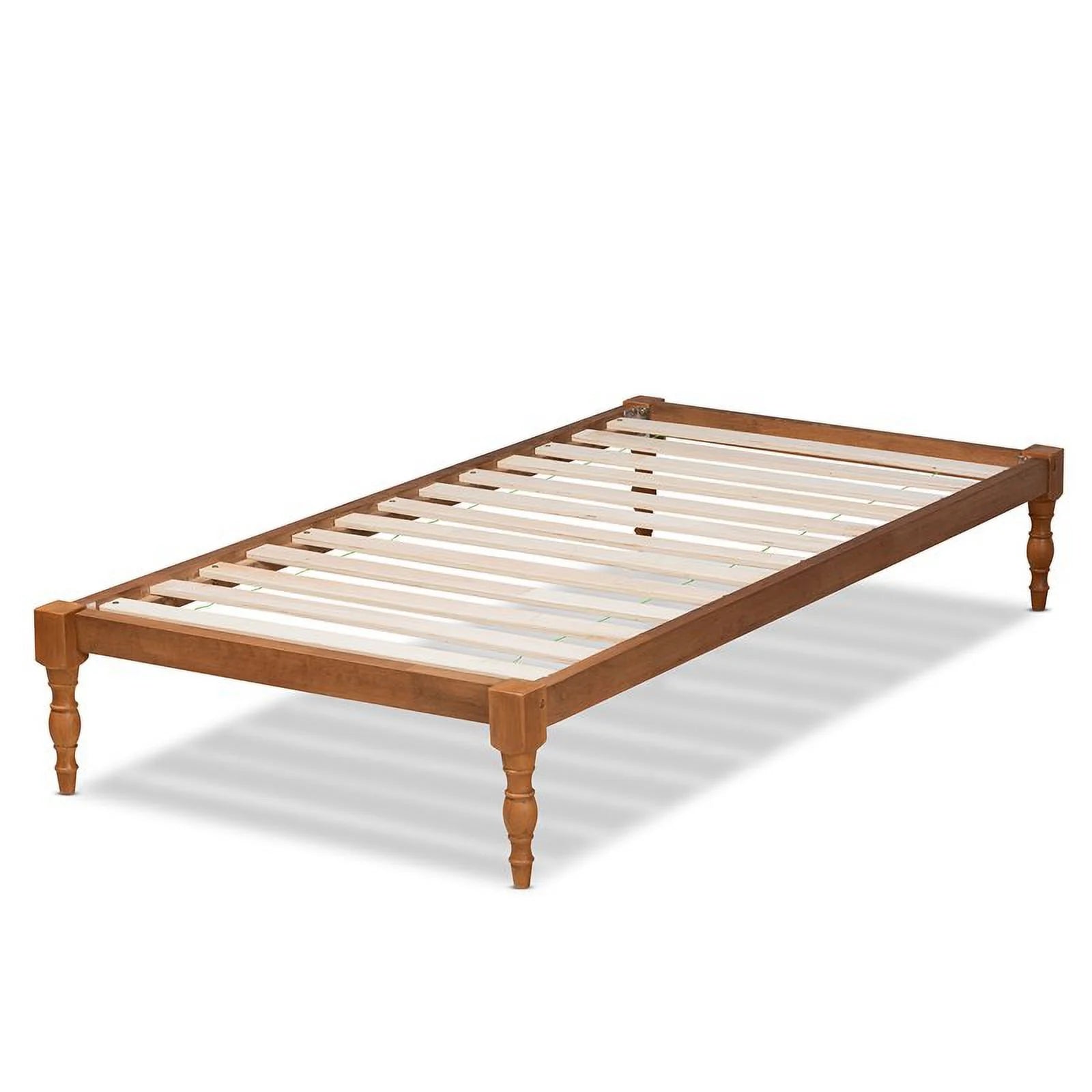 Bowery Hill Walnut Brown Twin Size Wood Platform Bed Frame Y978