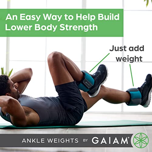 Gaiam Ankle Weights with Adjustable Straps for Walking, Running & Pilates (5lb & 10lb Sets) C9169