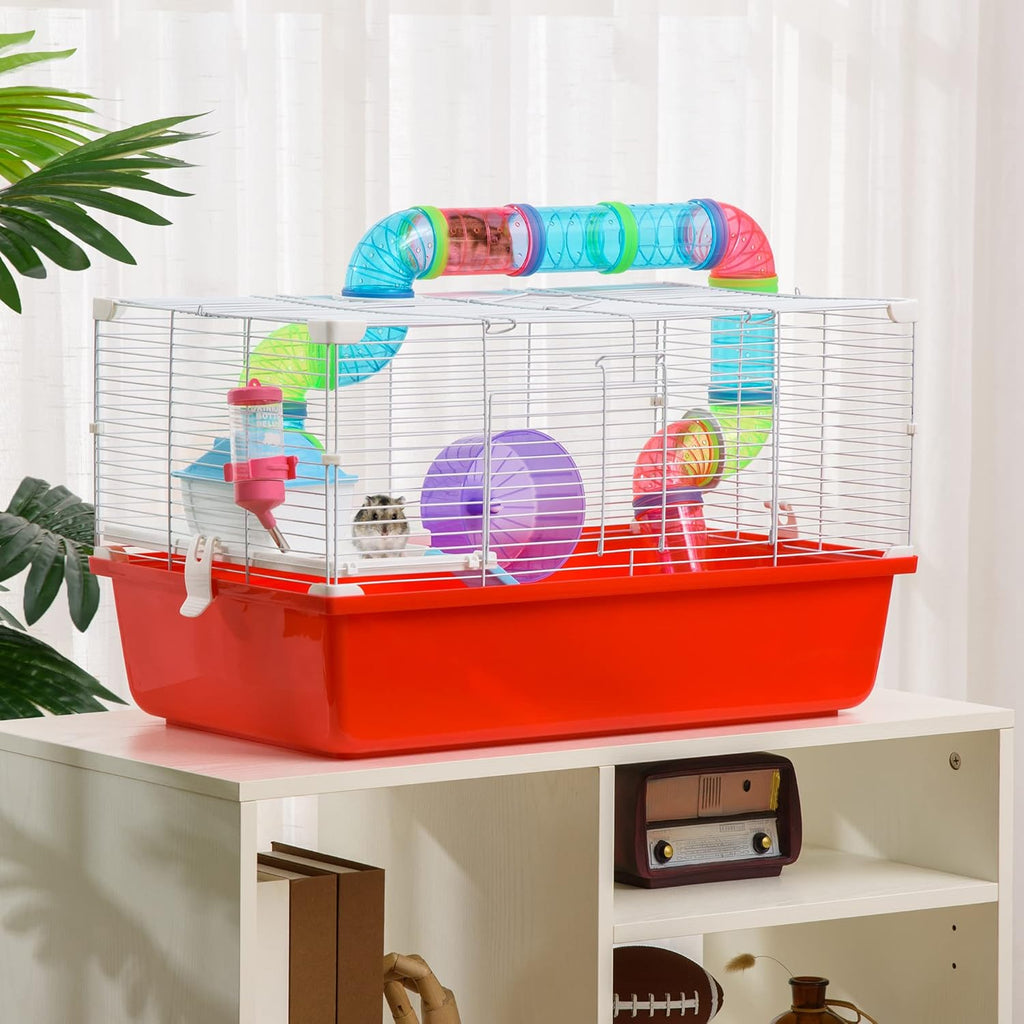 PawHut 2-Level Hamster Cage with Tubes and Tunnels A372656