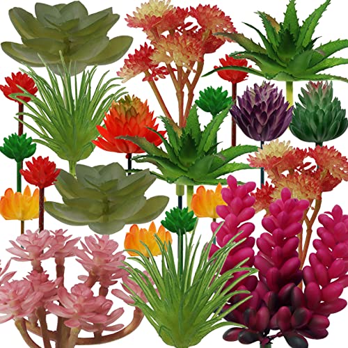 Succulents Plants Artificial, 22pcs Green Fake Succulents, Mini Faux Succulents for DIY Crafting Home Terrarium Floral Wall Garden Arrangement Office Decoration (Unpotted)