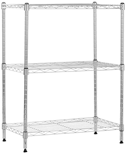 Amazon Basics 3-Shelf Adjustable Steel Wire Rack Storage Shelving, Chrome D243