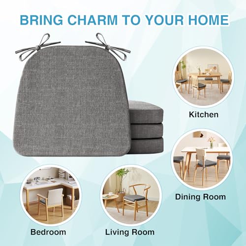 Chair Cushions for Dining Chairs Set of 4, Non Slip with Ties, Black H39445