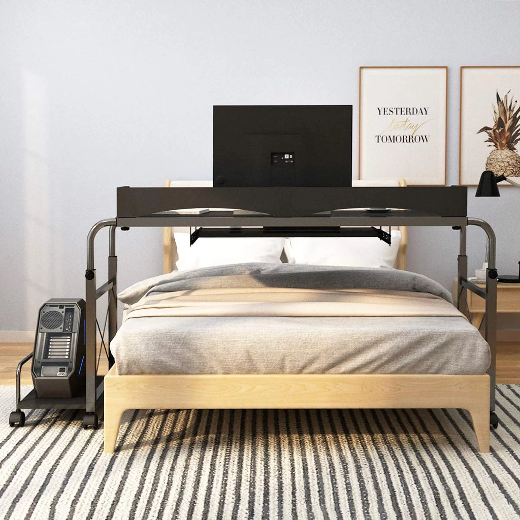 Wellynap Overbed Computer Desk with Adjustable Height, Black L554192