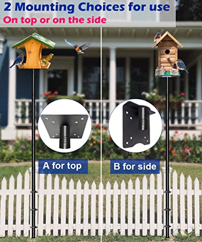 Garbuildman 105 Inch Bird Feeder Pole Kit, Heavy Duty Matte Black, for Deck or Patio N9760