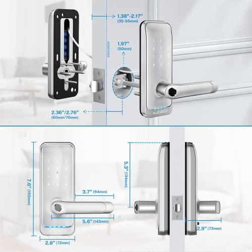 Kucacci Keypad Smart Door Lock with Handle, WiFi, Silver D1443