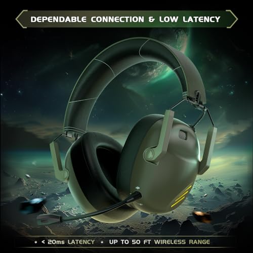 Wireless Gaming Headset with Noise Canceling Mic for PS5, PS4, PC, Switch - Black P129